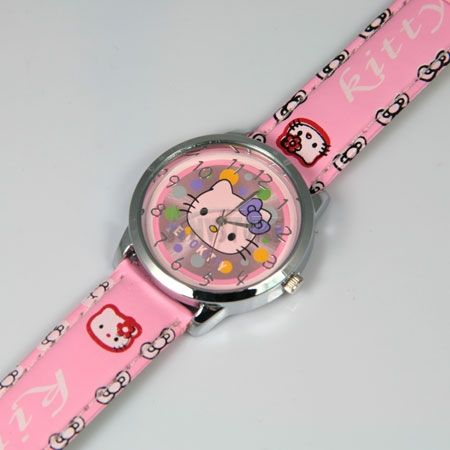 Pink cute lovely colorful Hellokitty Quartz Wrist Watch Kids Children 