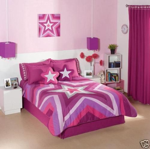 New Teens Girls Star Purple Comforter Bedding Set Full  