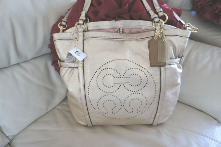 NWT 17064 Coach Audrey Leather Andie Cinched Tote Bag Gold  