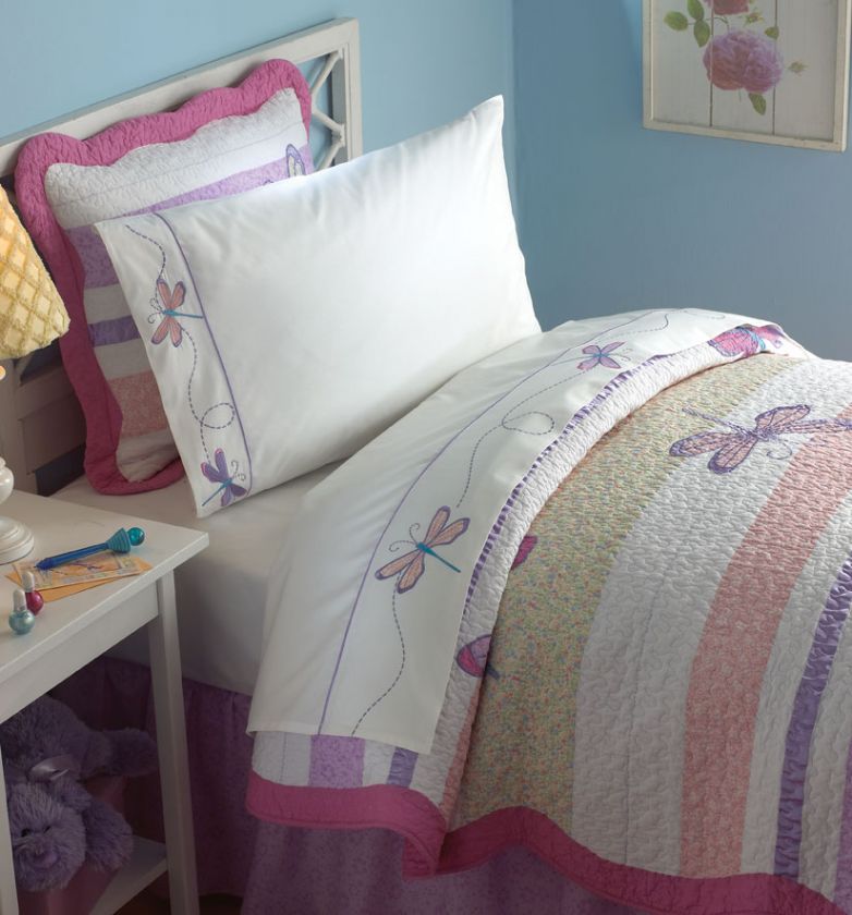 Beautiful Dragonflies Quilted Bedding for Girls