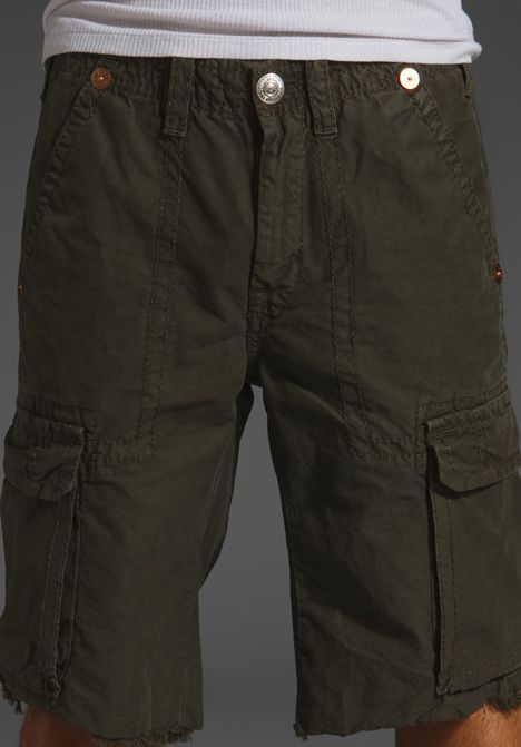   cargo shorts in Army. 100% cotton. Style# MAR841K33. Retail $154