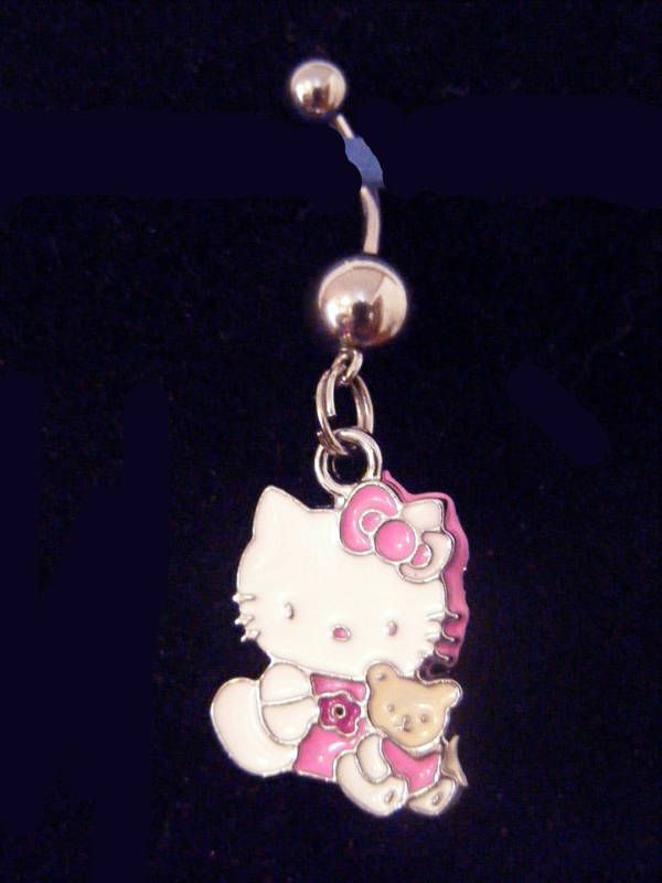 Hello Kitty W Her Best Friend Teddy Belly Ring 316L  