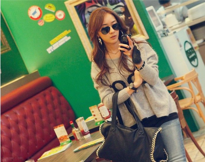 FASHION ON MOON CASUAL BATWING SLEEVE LETTER PATTERN JUMPER PULLOVER 