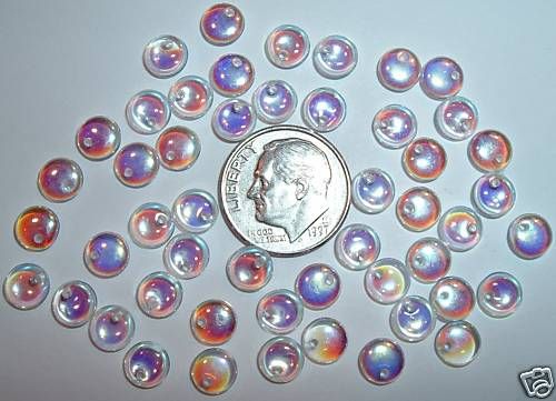 AL950 CZECH 6mm Pressed Glass Round LENTIL Beads CRYSTAL CLEAR AB (50)