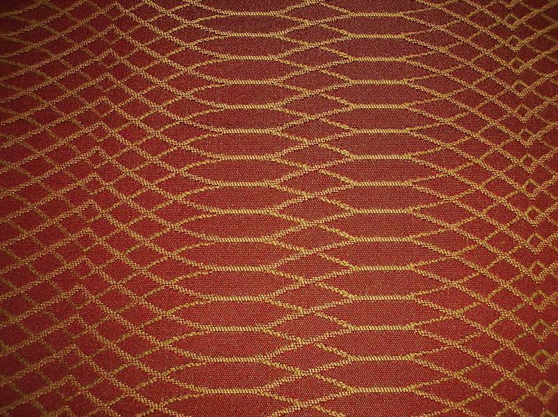 Rusty Red w/Gold Design Durable Upholstery Fabric  