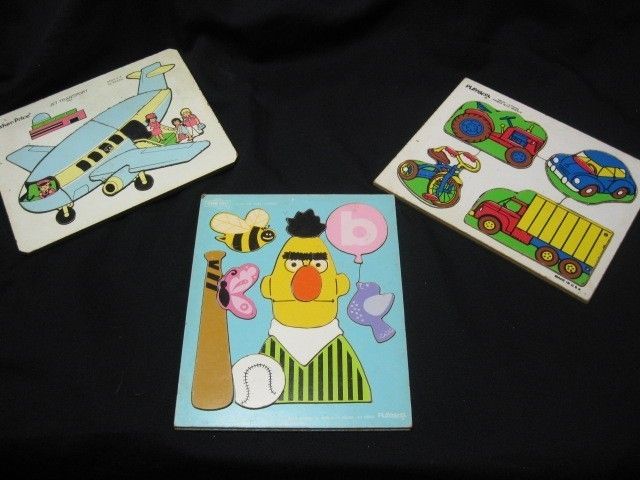   Heavy Vintage Childrens Wooden Puzzles Playskool Fisher Price  