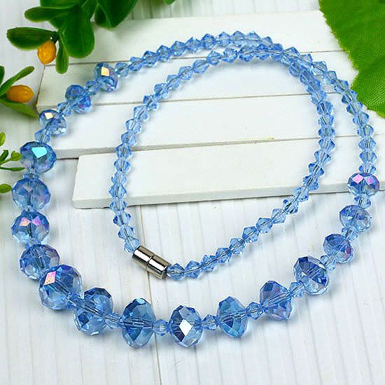 Faceted* Crystal Glass Graduated Bead Necklace 6 CHOICE  