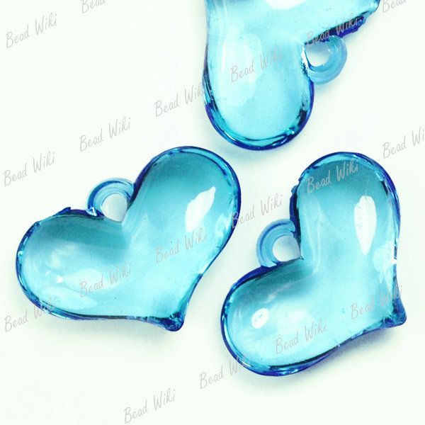Blue Heart Love Acrylic Plastic Beads Pendants AR0134  