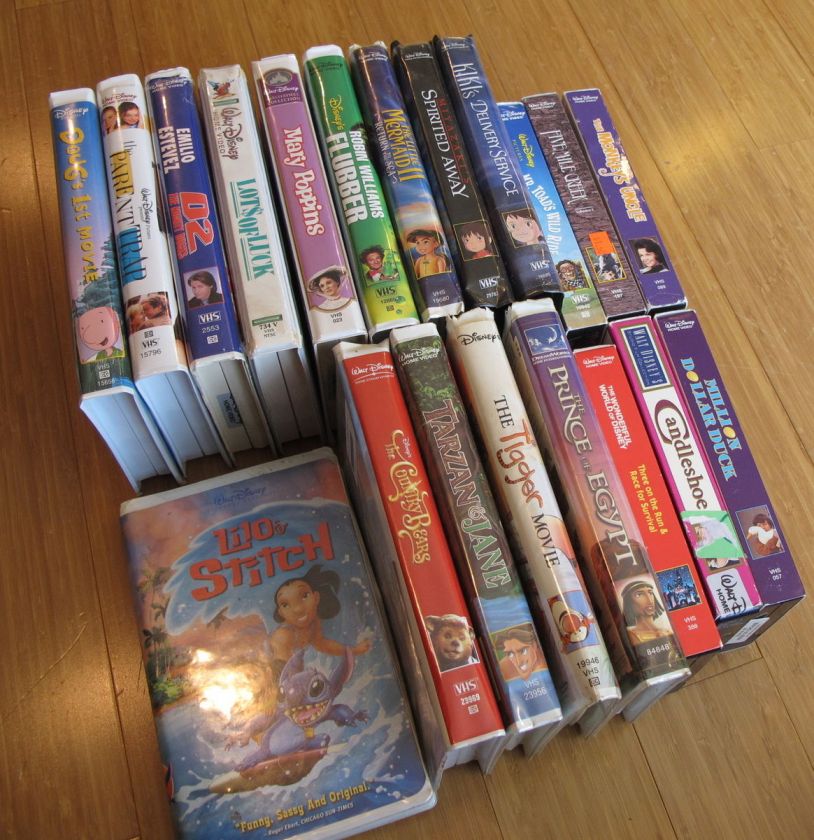 Huge Lot of 20 Walt Disney VHS Videos Collection Assorted Movies Films