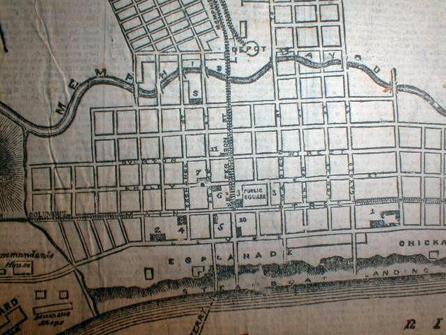   Civil War newspaper w Map MEMPHIS Tennessee VERY DETAILED street names